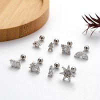 1 Piece Ear Cartilage Rings & Studs IG Style Sector Snowflake Copper Plating Inlay Zircon main image 3