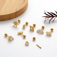 1 Piece Ear Cartilage Rings & Studs IG Style Sector Snowflake Copper Plating Inlay Zircon main image 4
