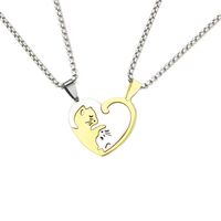 Fashion Heart Shape Cat Titanium Steel Pendant Necklace sku image 10