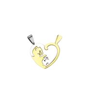 Mode Herzform Katze Titan Stahl Halskette Mit Anhänger sku image 3