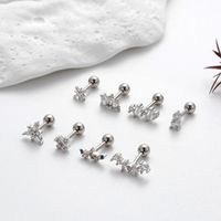 1 Piece Ear Cartilage Rings & Studs IG Style Korean Style Sector Flower Copper Plating Inlay Zircon main image 5