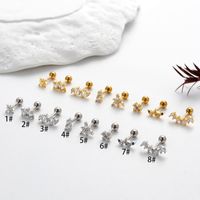 1 Piece Ear Cartilage Rings & Studs IG Style Korean Style Sector Flower Copper Plating Inlay Zircon main image 1