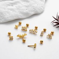 1 Piece Ear Cartilage Rings & Studs IG Style Korean Style Sector Flower Copper Plating Inlay Zircon main image 6