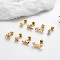 1 Piece Ear Cartilage Rings & Studs IG Style Korean Style Sector Flower Copper Plating Inlay Zircon main image 2