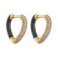 1 Pair Elegant Heart Shape Enamel Plating Inlay Copper Zircon Gold Plated Earrings main image 4