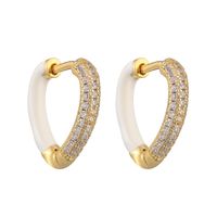 1 Pair Elegant Heart Shape Enamel Plating Inlay Copper Zircon Gold Plated Earrings main image 5