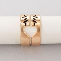 Personality Jewelry Cartoon Love Couple Ring Geometric Letter Ring Set sku image 1