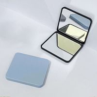 Black Small Folding Mini Portable Frosted Double-sided Cosmetic Mirror sku image 3