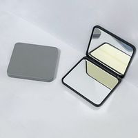 Black Small Folding Mini Portable Frosted Double-sided Cosmetic Mirror sku image 2