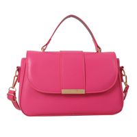 Women's Pu Leather Solid Color Elegant Classic Style Square Flip Cover Shoulder Bag Handbag Crossbody Bag sku image 1