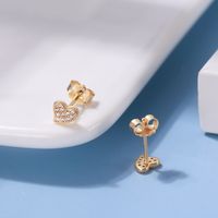 1 Pair Casual Elegant Heart Shape Plating Inlay Sterling Silver Zircon 14k Gold Plated Ear Studs main image 4