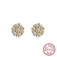 1 Pair Casual Cute Flower Plating Inlay Sterling Silver Zircon 14k Gold Plated Ear Studs main image 1