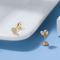 1 Pair Casual Cute Flower Plating Inlay Sterling Silver Zircon 14k Gold Plated Ear Studs main image 8