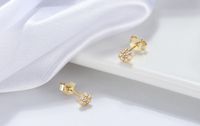 1 Pair Casual Cute Flower Plating Inlay Sterling Silver Zircon 14k Gold Plated Ear Studs main image 3