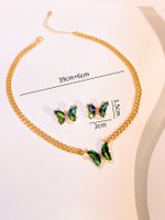 Lady Butterfly Alloy Inlay Artificial Gemstones Women's Earrings Necklace main image 7