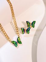 Lady Butterfly Alloy Inlay Artificial Gemstones Women's Earrings Necklace main image 1