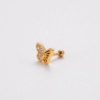 1 Piece Ear Cartilage Rings & Studs Korean Style Heart Shape Butterfly Copper Plating Inlay Zircon main image 5