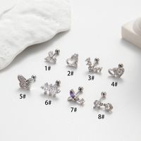 1 Piece Ear Cartilage Rings & Studs Korean Style Heart Shape Butterfly Copper Plating Inlay Zircon main image 8