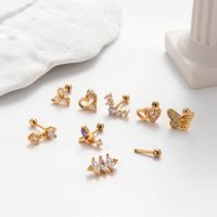 1 Piece Ear Cartilage Rings & Studs Korean Style Heart Shape Butterfly Copper Plating Inlay Zircon main image 9