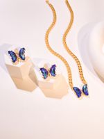 Lady Butterfly Alloy Inlay Artificial Gemstones Women's Earrings Necklace main image 5