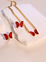 Lady Butterfly Alloy Inlay Artificial Gemstones Women's Earrings Necklace main image 3