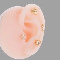 1 Piece Ear Cartilage Rings & Studs IG Style Korean Style Heart Shape Copper Plating Inlay Zircon main image 3