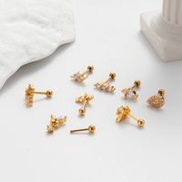 1 Piece Ear Cartilage Rings & Studs IG Style Korean Style Heart Shape Copper Plating Inlay Zircon main image 10