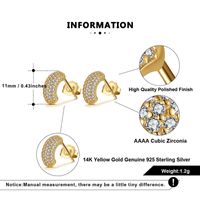 1 Pair Elegant Solid Color Plating Inlay Sterling Silver Zircon 14k Gold Plated Ear Studs main image 2