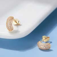 1 Pair Elegant Solid Color Plating Inlay Sterling Silver Zircon 14k Gold Plated Ear Studs main image 6