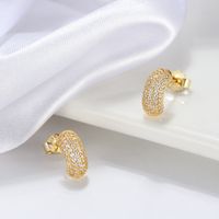 1 Pair Elegant Solid Color Plating Inlay Sterling Silver Zircon 14k Gold Plated Ear Studs main image 5