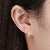 1 Pair Elegant Solid Color Plating Inlay Sterling Silver Zircon 14k Gold Plated Ear Studs main image 3