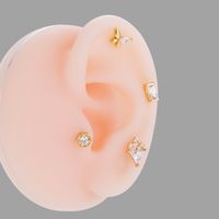 1 Piece Ear Cartilage Rings & Studs Simple Style Korean Style Dragonfly Butterfly Copper Plating Inlay Zircon main image 3