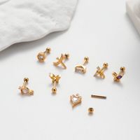 1 Piece Ear Cartilage Rings & Studs Simple Style Korean Style Dragonfly Butterfly Copper Plating Inlay Zircon main image 8