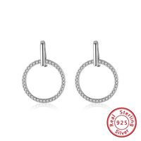 1 Pair Simple Style Circle Round Plating Inlay Sterling Silver Zircon 14k Gold Plated Rose Gold Plated White Gold Plated Drop Earrings main image 8