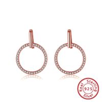 1 Pair Simple Style Circle Round Plating Inlay Sterling Silver Zircon 14k Gold Plated Rose Gold Plated White Gold Plated Drop Earrings main image 3