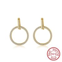 1 Pair Simple Style Circle Round Plating Inlay Sterling Silver Zircon 14k Gold Plated Rose Gold Plated White Gold Plated Drop Earrings main image 2