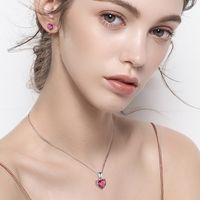 Simple Style Classic Style Heart Shape Sterling Silver Polishing Plating Inlay Zircon White Gold Plated Pendant Necklace main image 9