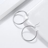 1 Pair Modern Style Classic Style Circle Plating Sterling Silver White Gold Plated Rhodium Plated Silver Plated Hoop Earrings main image 5