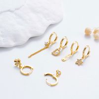 1 Piece Simple Style Star Tassel Flower Inlay Copper Zircon Earrings main image 4