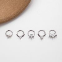 1 Piece Nose Rings & Studs Punk Solid Color 316 Stainless Steel  Copper Plating Inlay Zircon main image 4