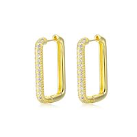 1 Pair Vintage Style Simple Style Square Inlay Copper Zircon Gold Plated Earrings main image 3