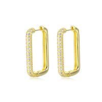 1 Paire Style Vintage Style Simple Carré Incruster Le Cuivre Zircon Plaqué Or Des Boucles D'Oreilles main image 3