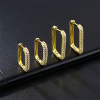 1 Pair Vintage Style Simple Style Square Inlay Copper Zircon Gold Plated Earrings main image 1