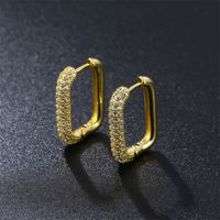 1 Pair Vintage Style Simple Style Square Inlay Copper Zircon Gold Plated Earrings main image 4