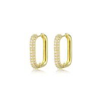 1 Pair Vintage Style Simple Style Square Inlay Copper Zircon Gold Plated Earrings sku image 1