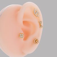 1 Piece Ear Cartilage Rings & Studs IG Style French Style Korean Style Flower Bow Knot Pure Titanium Copper Inlay Zircon main image 2