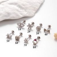 1 Piece Ear Cartilage Rings & Studs IG Style French Style Korean Style Flower Bow Knot Pure Titanium Copper Inlay Zircon main image 10