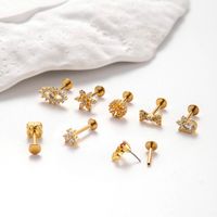 1 Piece Ear Cartilage Rings & Studs IG Style French Style Korean Style Flower Bow Knot Pure Titanium Copper Inlay Zircon main image 6