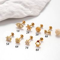 1 Piece Ear Cartilage Rings & Studs IG Style French Style Korean Style Flower Bow Knot Pure Titanium Copper Inlay Zircon sku image 14