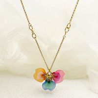 304 Stainless Steel Arylic 14K Gold Plated Casual Commute Plating Petal Acrylic Necklace main image 1